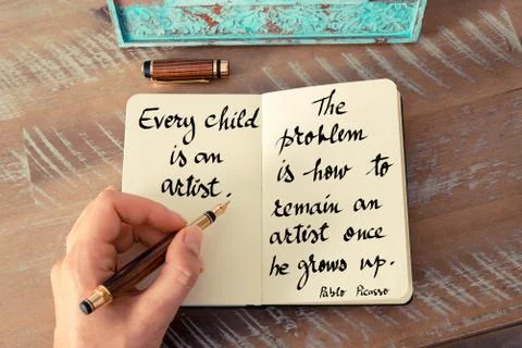Retro effect and toned image of a woman hand writing on a notebook. Handwritt Foto stock