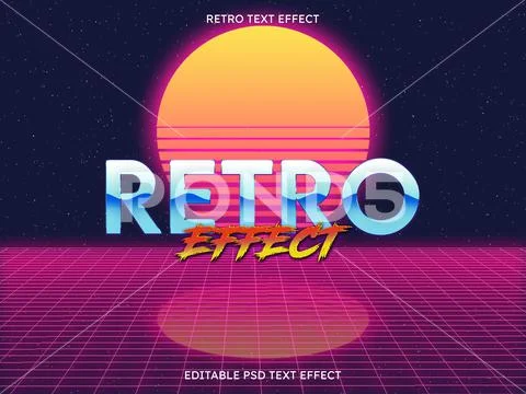 Retro effect editable text effect PSD Template