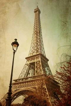 Retro eiffel tower Stock Illustration