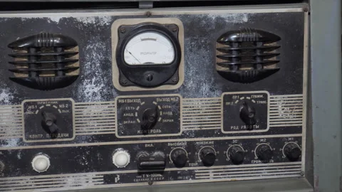 Retro Electrical Equipment With Turning Knobs, Buttons Stock Footage 294546551