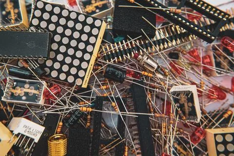 Retro electronic components Stock Photos