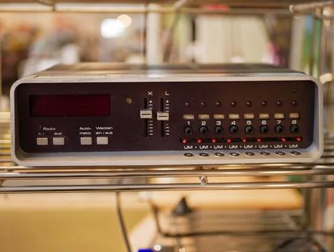 Retro Electronic Control Panel With Switches Buttons And Indicator Lights S.. Stock-Fotos