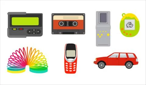 Retro elements collection 90s. Stock Illustration