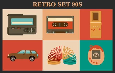 Retro elements collection 90s. Stock Illustration