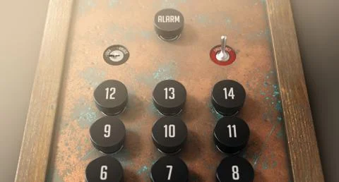 Retro Elevator Control Panel Stock Photos