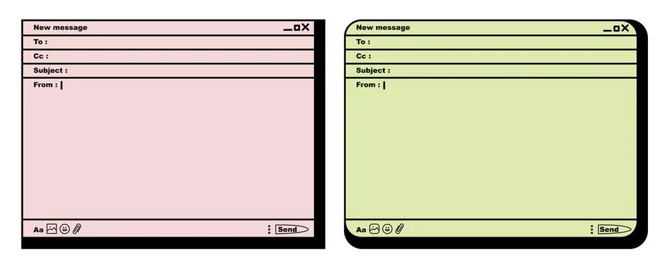 Retro email message window, digital interface mockup, pastel mail window Illustrazione stock