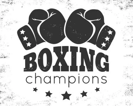 Retro emblem for boxing with gloves. Иллюстрация