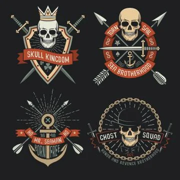 	Retro emblems with skull  Stock Illustration