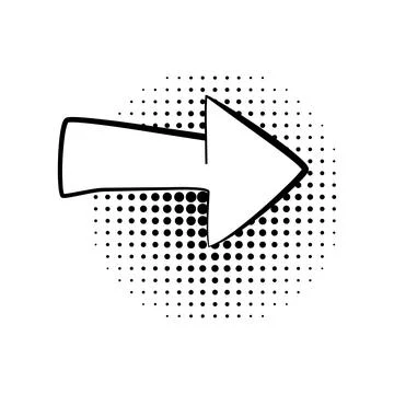 Retro empty comic arrow with black halftone shadows on white background. Ve.. 스톡 일러스트