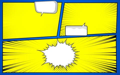 Retro empty comic bubbles and elements set with colorful halftone. Stock Illustration