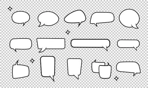 Retro empty comic bubbles icon or speech and thought icon set on isolated bac Ilustración de archivo