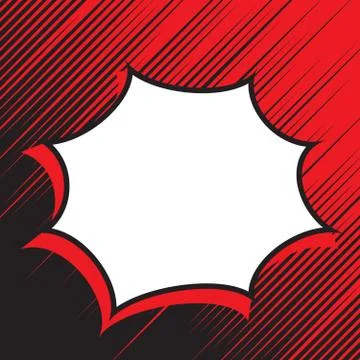 Retro empty comic speech bubble with diagonal lines in red black background Stock Illustration