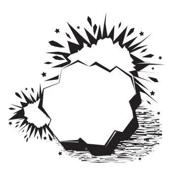 Retro empty comic speech bubble. Hand drawn black and white colors cartoon Stock-Illustration