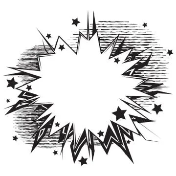 Retro empty comic speech bubble. Hand drawn black and white colors cartoon Stock-Illustration