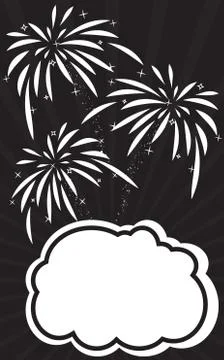 Retro empty comic speech bubble and explosions of fireworks Stock-Illustration