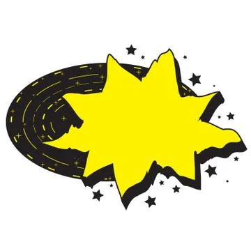 Retro empty comic speech bubble in form of an abstract yellow star of sun Stock-Illustration
