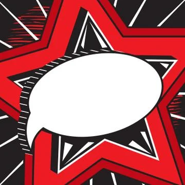 Retro empty comic speech bubble against background of big red star Stock Illustration