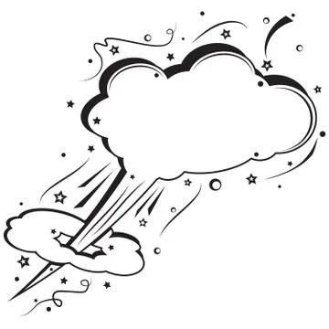 Retro empty comic speech bubble. Fast flying white cloud for messages Stock Illustration