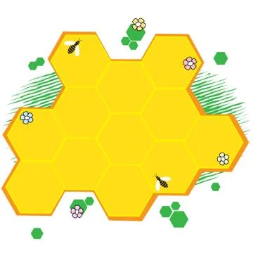 Retro empty speech bubble stylized as honeycomb. Shop selling honey Stock-Illustration