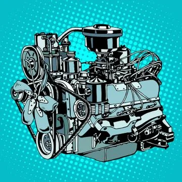 Retro engine motor Stock Illustration