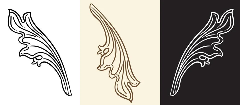 Retro engraving design element leaf vector isolated illustrations Illustrazione stock