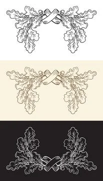 Retro engraving design element oak tree border vector illustrations Stockillustratie