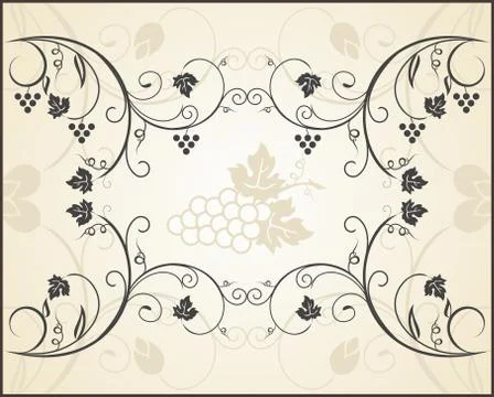 Retro engraving of grapevine Stock Illustration