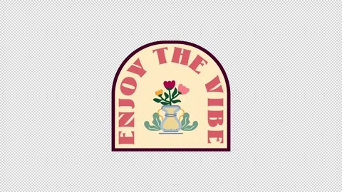 Retro enjoy the vibes sign loop on alpha channel transparent background Stock Footage 344688685
