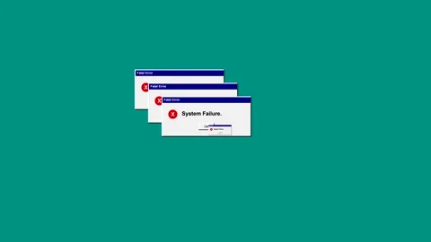 Retro error windows popping up on old computer screen Stock Footage 346539931