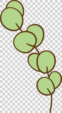 Retro Eucalyptus leaf decorative Illustration Pastel Bookish Stock Illustration