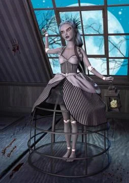 Retro evil doll Stock Illustration