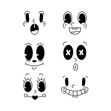 Retro face characters design vector isolated Illustrazione stock