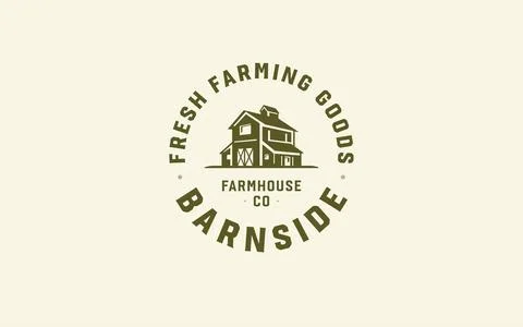 Retro farming barnhouse logo vector provides organic agricultural businesses  Stock Illustration