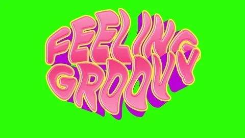 Retro feeling groovy sign looping animation on green background Stock Footage 340455346