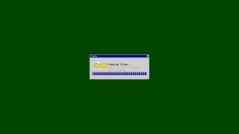 Retro file copying progress bar on computer screen Stock Footage 346806534
