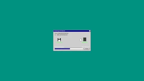 Retro file transfer progress bar on vintage computer screen Stock Footage 347013227