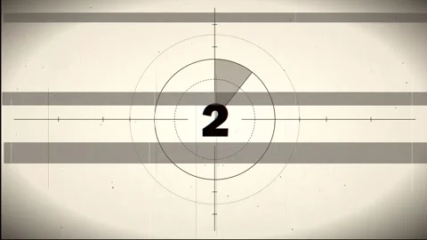 Retro film leader countdown from five to zero with grain and dust. 4K 스톡 동영상 344846525