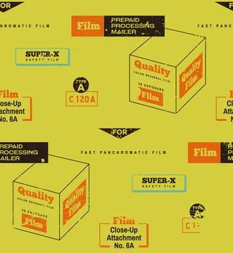 Retro Film packaging seamless pattern background Stock Illustration