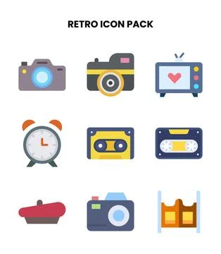 Retro Flat Graphics Icons Pack イラスト素材