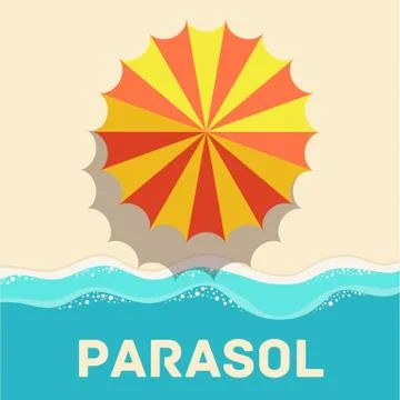 Retro flat parasol icon concept. vector illustration design Stock Illustration