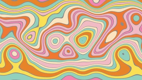 Retro Flat Pastel Psychedelic Wave Loop Background Stock Footage 233447590