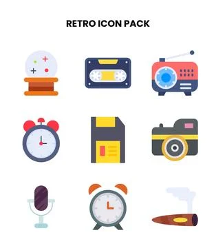 Retro Flat Scalable Icons Pack Illustration