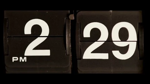 Retro flip clock changes from two twenty nine pm Stock Footage 329667735