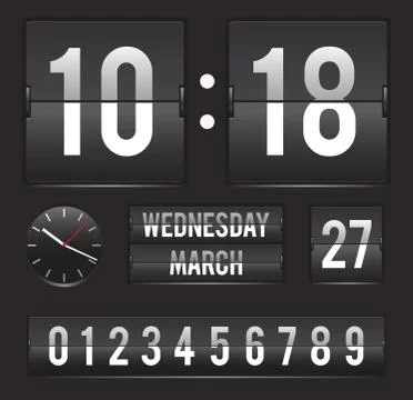 Retro flip clock with date and dual timer Illustrazione stock