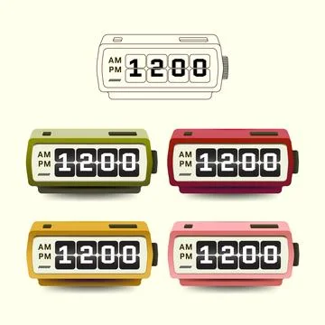Retro Flip Digital Clock Set Ilustração Stock