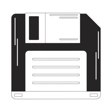 Retro floppy disk 2D line object Stock-Illustration