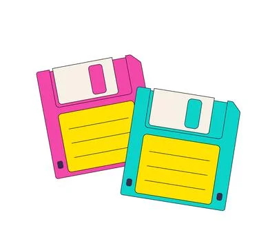Retro floppy disk from 90s Vector Illustration Illustrazione stock