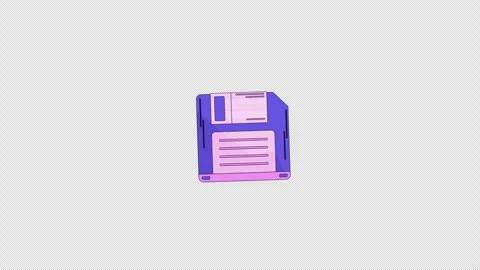 Retro floppy disk floating 2D cartoon object animation Stock Footage 335362171