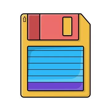 Retro floppy disk icon image vector illustration in yellow and blue color. .. 스톡 일러스트