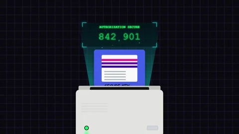 Retro Floppy Disk Key Being Inserted into a Drive Generating a Secure Two F.. Stock Footage 347276820
